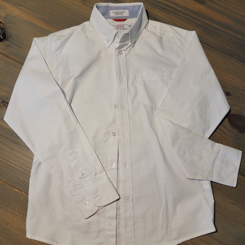 Izod Boys Crisp White Dress Shirt Size 10 Youth